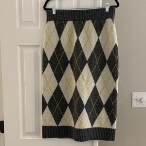 H&M Argyle Pencil Skirt - Black, White, Yellow